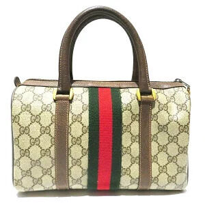 Gucci stripe red supreme green web GG Boston canvas bag brown